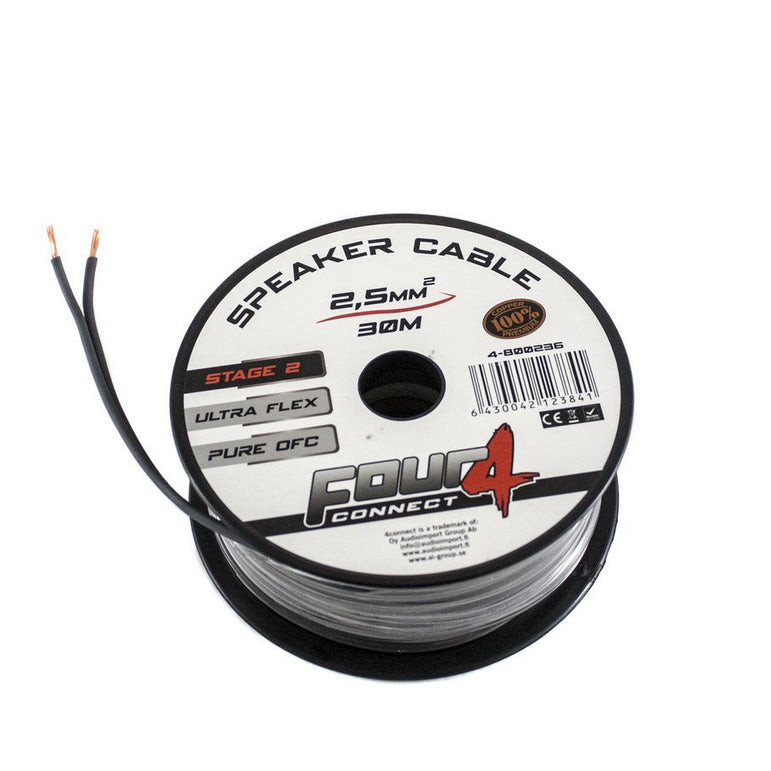 FOUR Connect 4-800236 STAGE2 OFC speaker cable 2x2.5mm2 mini reel 30m