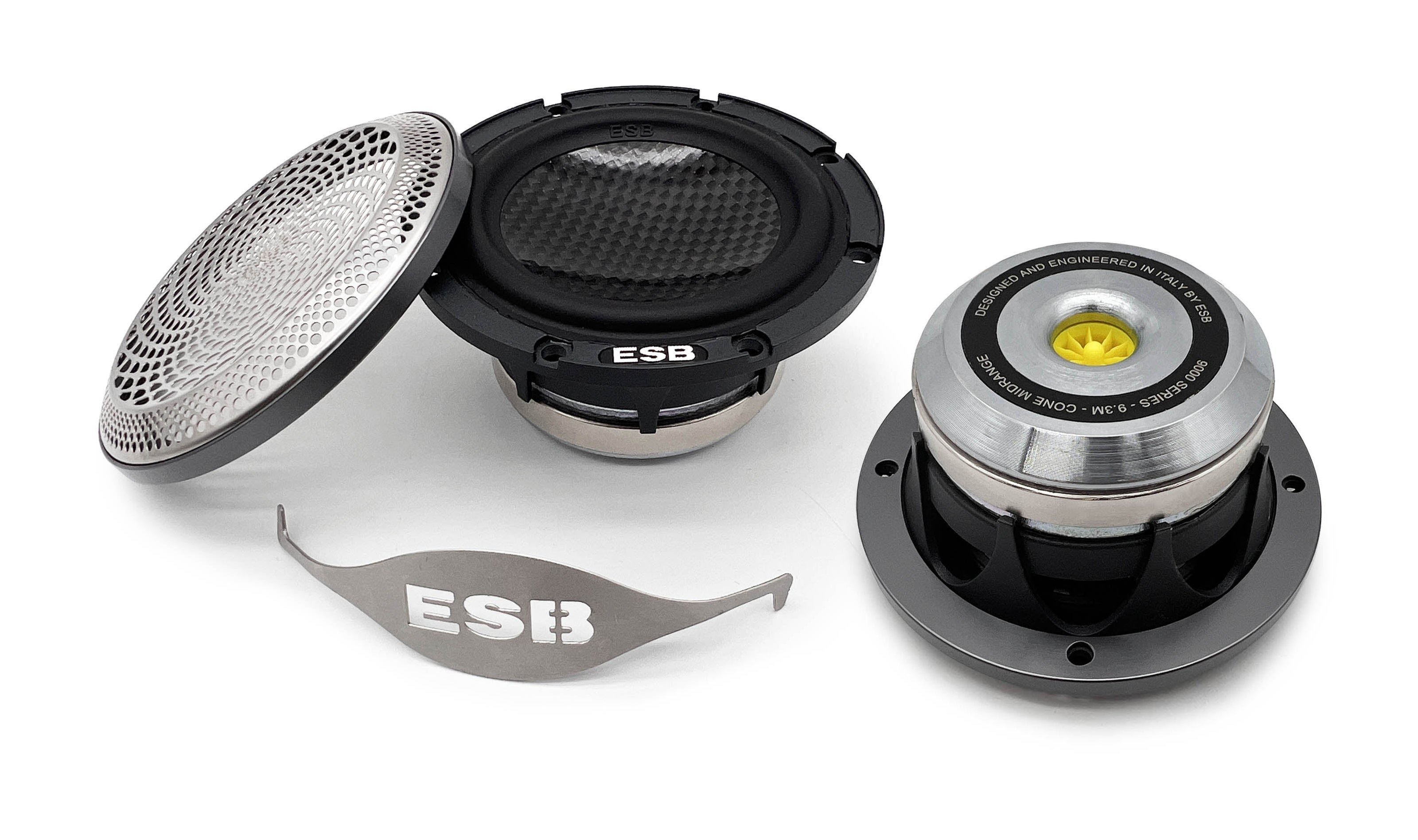 ESB Audio 9.3M CNC-koneistettu alumiini grille keskialuekaiutin