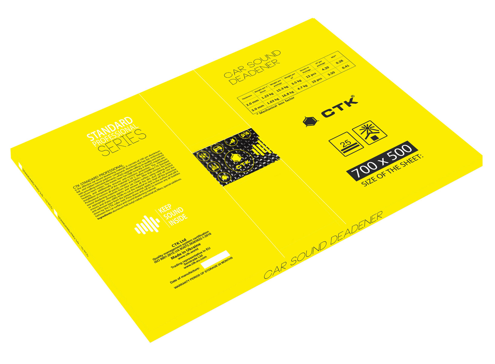 CTK Standard Pro Vaimennusmatto 2.0mm - 16kpl 370x500mm (2.96m²)